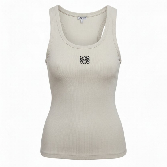 Loewe Tops - Loewe Anagram Ribbed Knit Tank Top In White Women's Size Medium